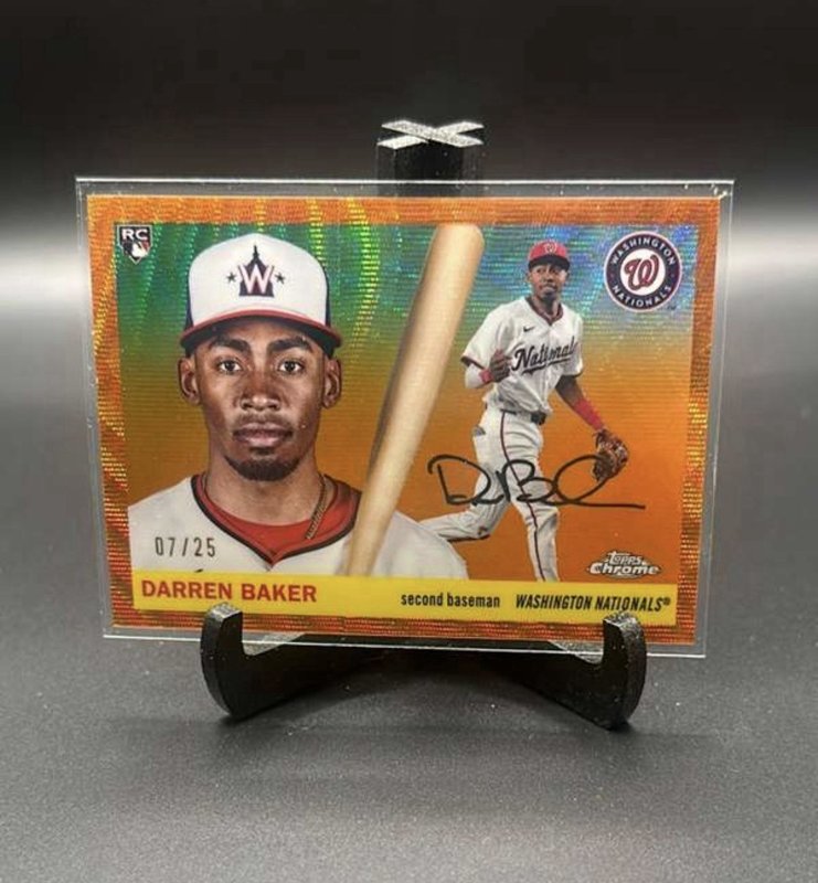 2025 Topps Chrome Platinum Anniversary Darren Baker RC Orange Wave Refractor /25
