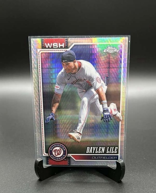 Daylen Lile 2026 Topps Chrome #132 Prism Refractors Washington Nationals
