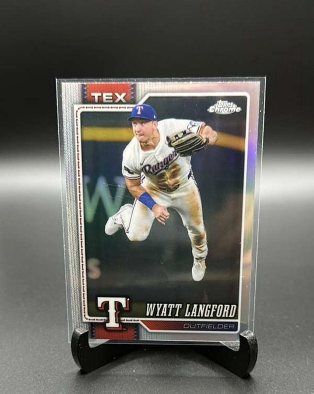 2026 Topps Chrome Wyatt Langford Chrome Refractor Rangers #213