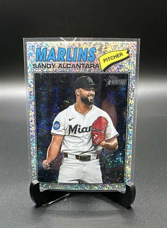2026 Topps Heritage Chrome Silver Sparkle Refractors #76 Sandy Alcantara Marlins