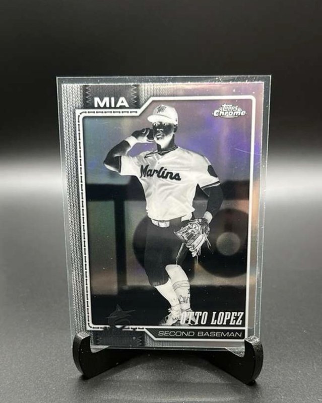 Otto Lopez 2026 Topps Baseball Chrome Negative Refractor Miami Marlins