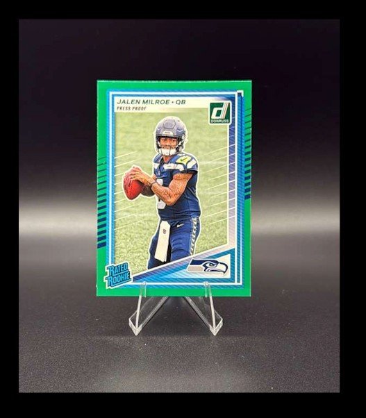 2025 Panini Donruss - Rated Rookie Jalen Milroe #307 Press Proof Green (RC)
