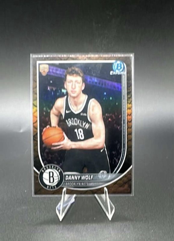 Topps 2025 Bowman Chrome BCV-27 Danny Wolf Brooklyn Nets Rookie Reptilian