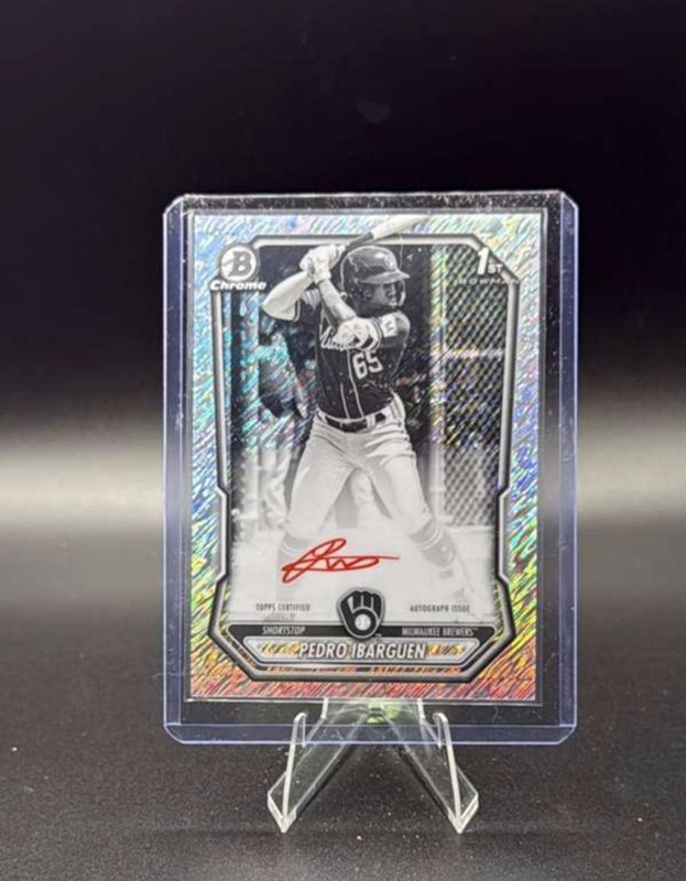 Pedro Ibarguen 2026 Bowman Chrome Black & White Shimmer Red Ink Auto RC SSP