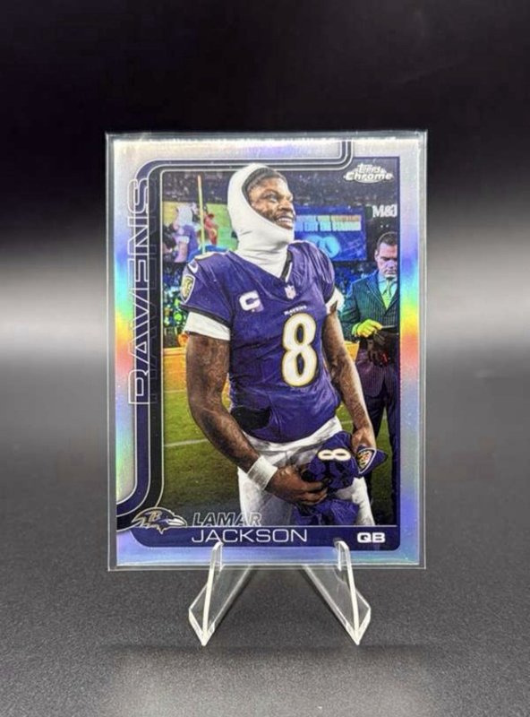 2025 Topps Chrome Football - Lamar Jackson Image Variation Refractor Card #24 SP