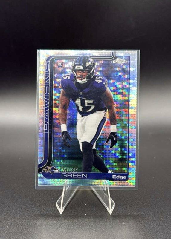 Topps Chrome 2025 Insert Refractor Pulsar Rookie RC #376 Mike Green Ravens NFL